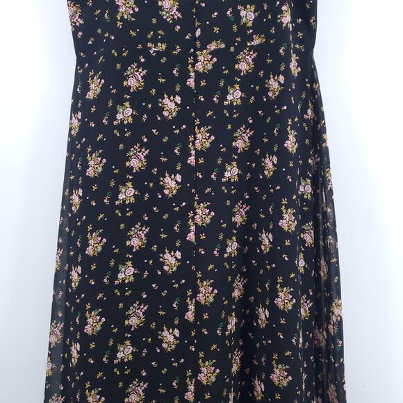 WAYF Retro Coq Y2k Babydoll Slip Dress Chiffon Floral TieKnot Lined Ruffle Hem M - Picture 14 of 16